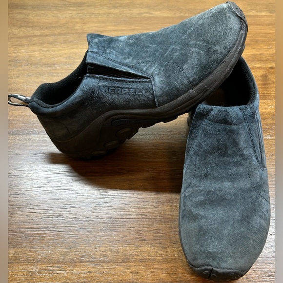 Merrell Jungle Moc Women’s Size 8 Black Suede Leather Casual Slip On Shoes - Picture 1 of 4